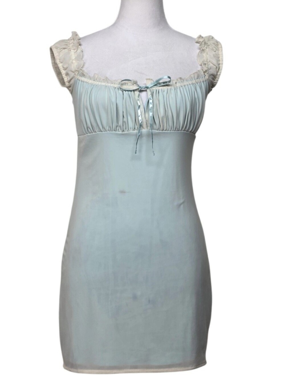 Kimchi Blue Pale Blue Mini Chemise with Wide Shoulder Straps